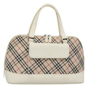 BURBERRY Nova Check Hand Bag Canvas Beige